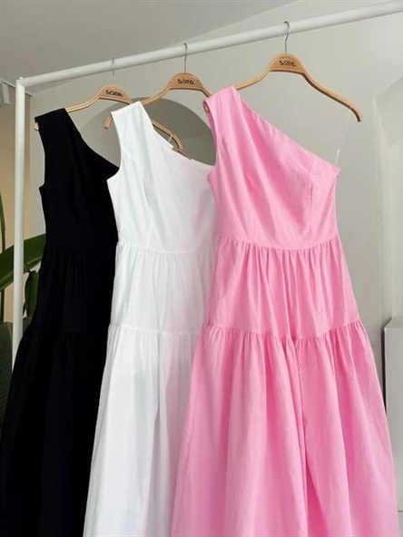 Tek Omuzlu Pile Detay Maxi Elbise 2895 - Resim 12