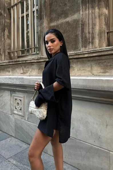 Alina Kol Cut Out Keten Gömlek 3252-08 - Resim 5