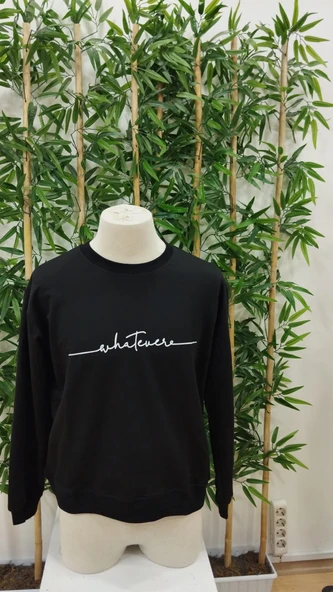 Erkek Uzun Kollu Bisiklet Yaka Yazı Baskılı Iki Iplik Bluz - 4