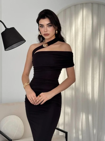 Reta Çapraz Omuz Elbise - Resim 4