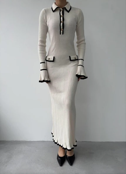 Wale Cep Detaylı Elbise - Resim 2