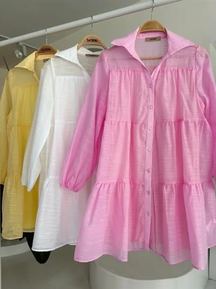 Gömlek Yaka Pileli Elbise 2898 - Resim 10