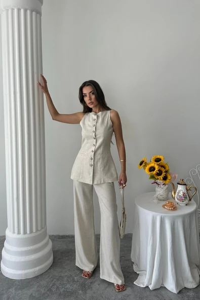 KETEN YELEK - PANTOLON TAKIM - Taş ürün görseli