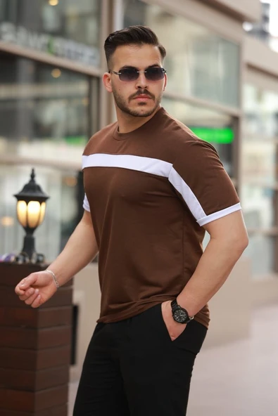 Erkek şerit Detaylı Kısa Kollu T-shirt - Resim 2