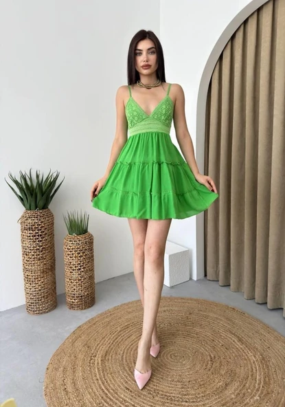 Nivel Göğsü Büzgülü Elbise - Resim 4