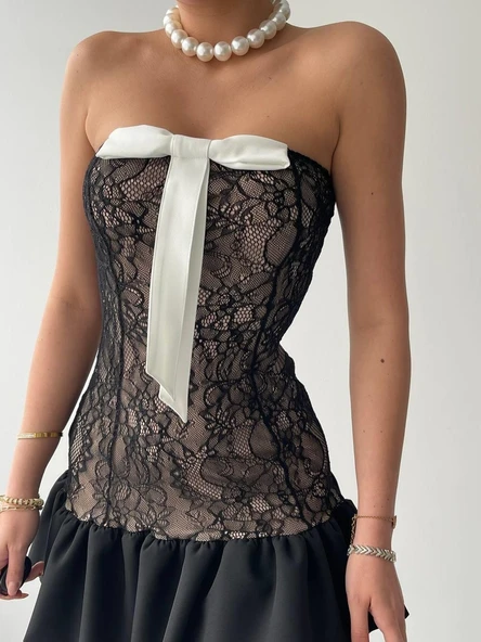 Vencover Straplez Elbise - Resim 5