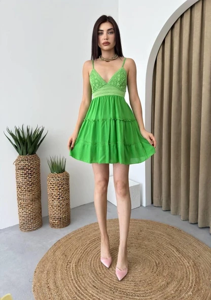 Nivel Göğsü Büzgülü Elbise - Resim 6