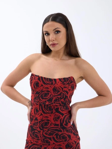 7006 ELBİSE-KIRMIZI - Resim 2