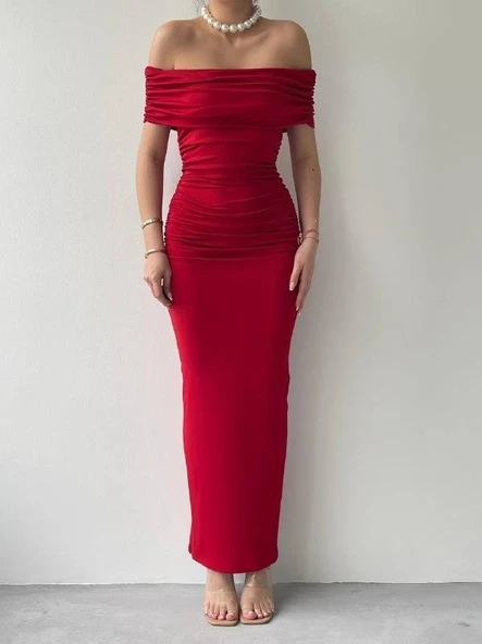 Milan Madonna Yaka Kalem Elbise - Resim 2