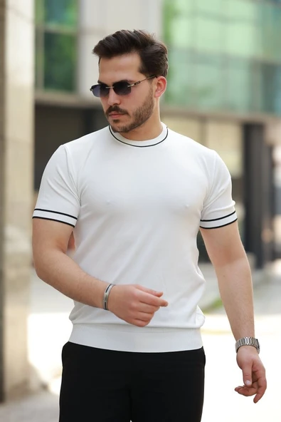 Erkek Bisiklet Yaka Ribanalı Kısa Kollu Tshirt ürün görseli