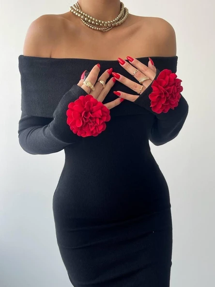 Livora Gül Detay Elbise - Resim 5