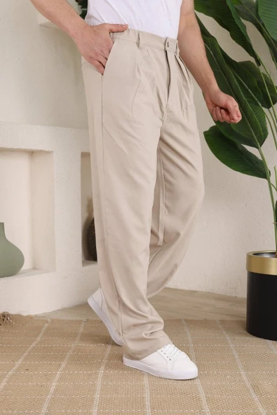 Erkek Beli Lastikli Pileli Baggy Pantolon - 2