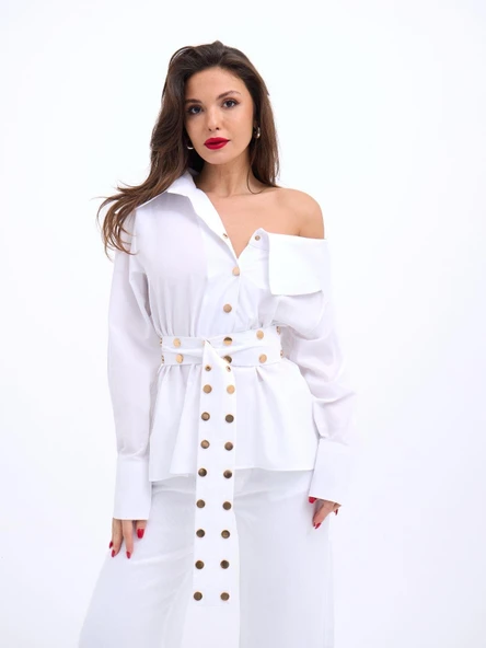 6493 GÖMLEK-BEYAZ ürün görseli