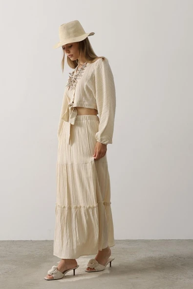 Balon Kollu Etekli Kaş Takım - Taş - Resim 4