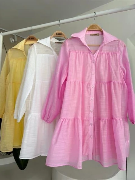 Gömlek Yaka Pileli Elbise 2898 - Resim 11