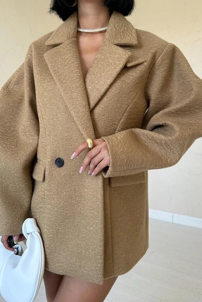 Camel İki Düğmeli Manto - Resim 3