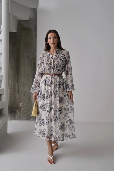 Siyah Biye Detaylı Elbise ürün görseli