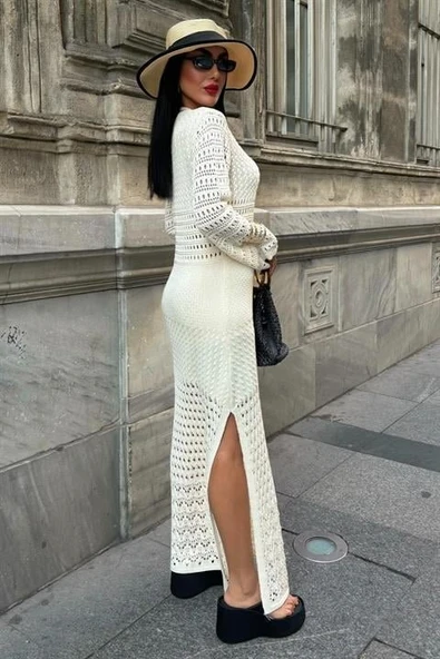 Ajur Detaylı İspanyol Kol Elbise 2840 - Resim 2