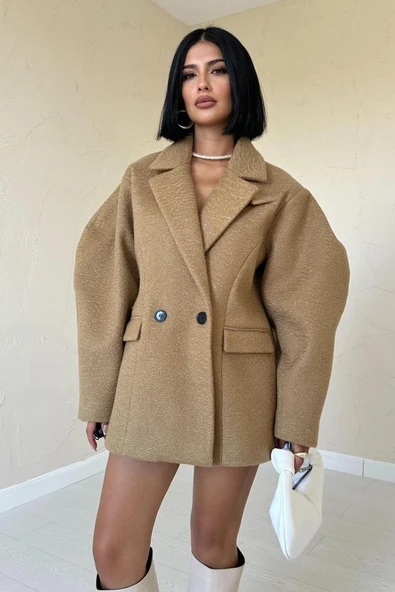 Camel İki Düğmeli Manto - Resim 2
