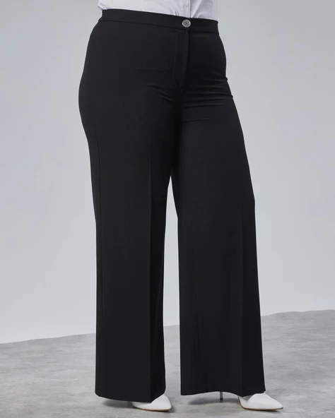 Poly Viscose Full Lycra Beli̇ Lasti̇kli̇ Battal Pantolon - 3