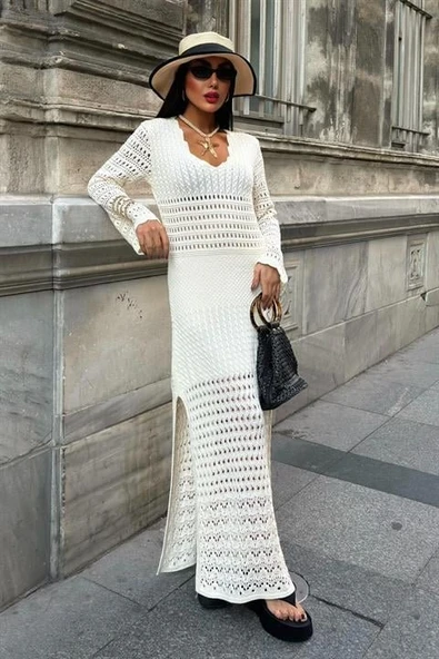 Ajur Detaylı İspanyol Kol Elbise 2840 - Resim 4