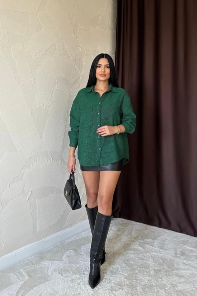 Yeşil Işıltılı Gömlek - Resim 2
