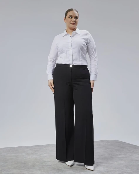 Poly Viscose Full Lycra Beli̇ Lasti̇kli̇ Battal Pantolon - 4