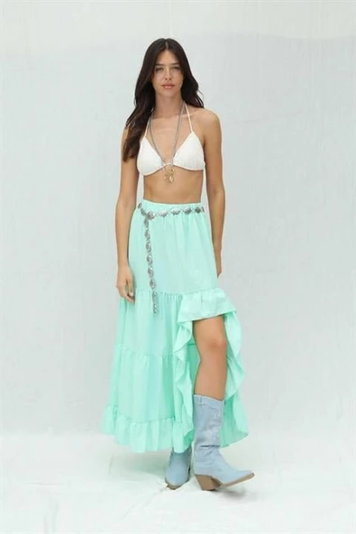 Audrey Fıfrlı Yırtmaç Detay Etek 4037 ürün görseli