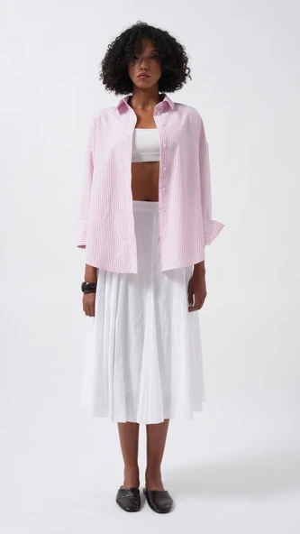 Çizgili Basic Gömlek - Resim 2