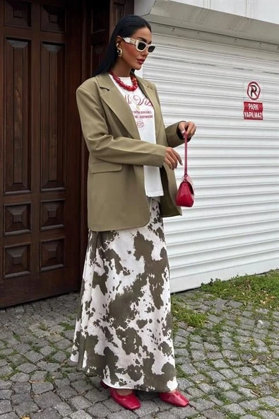 İnce Deri Kemerli Chanel Saten Etek 4050 - 1