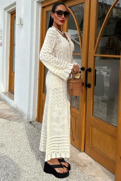 Birit Detaylı Ajurlu Elbise 2838 - Resim 6