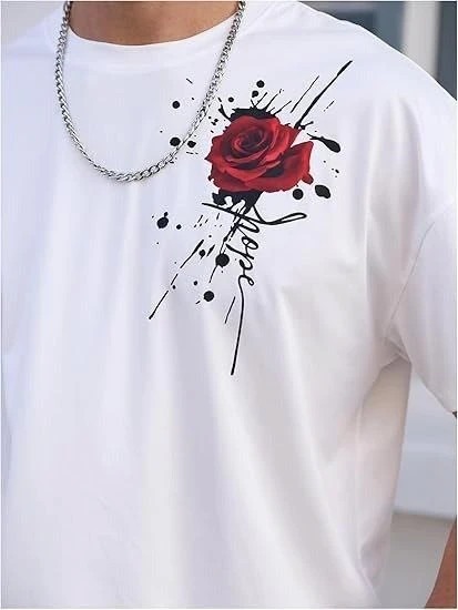 Erkek Bisiklet Yaka Kısa Kol Baskılı T-shirt - Beyaz ürün görseli