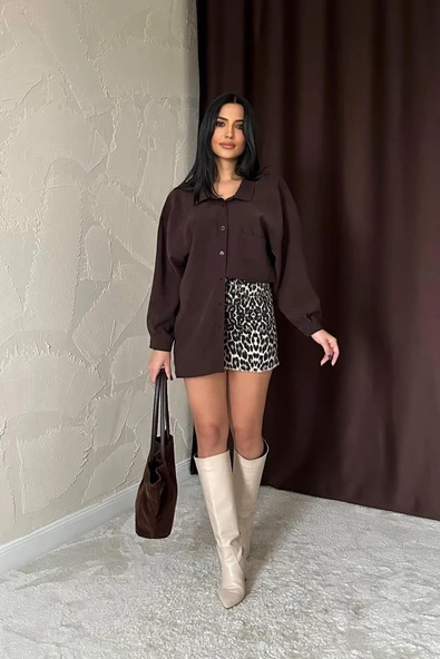 Kahverengi Salaş Gömlek ürün görseli