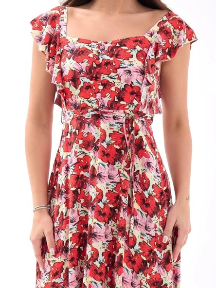 5370 ELBİSE-KIRMIZI - Resim 3