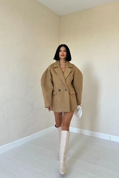 Camel İki Düğmeli Manto ürün görseli