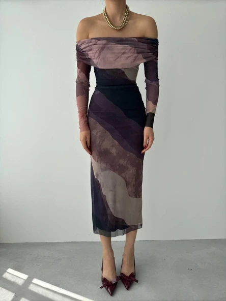 Sevilla Madonna Yaka Tül Elbise - Resim 2