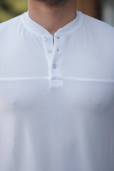 Erkek Hakim Yakalı Kısa Kollu Pamuklu T-shirt - Resim 6