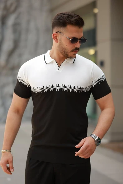 Erkek Hemşire Yaka çift Renk Kısa Kollu Tişört ürün görseli