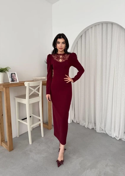 Port Dantel Detay Elbise - Resim 2