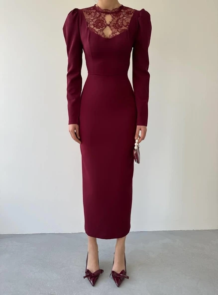 Port Dantel Detay Elbise - Resim 4