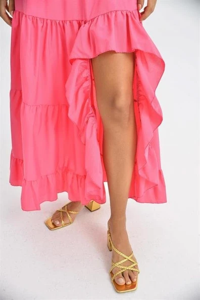 Audrey Fıfrlı Yırtmaç Detay Etek 4037 - Resim 2