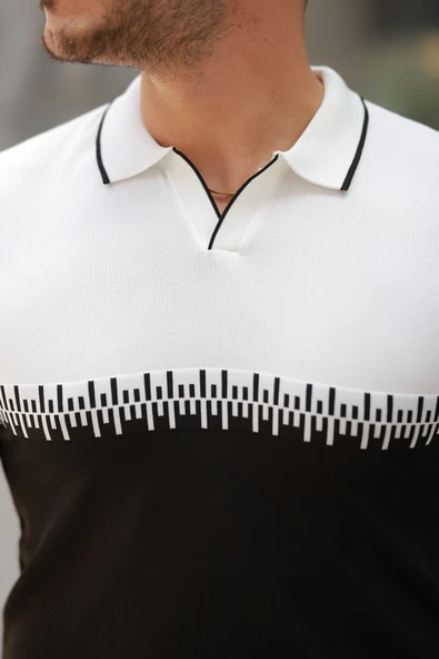 Erkek Hemşire Yaka çift Renk Kısa Kollu Tişört - Resim 3