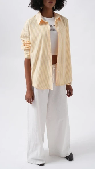 Çizgili Basic Gömlek - Resim 4