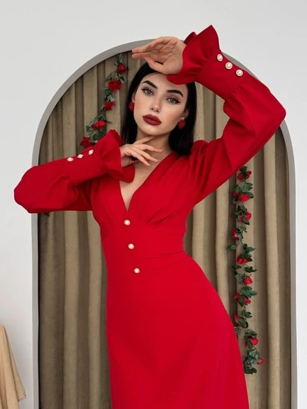 Meta Düğme Detaylı Elbise ürün görseli