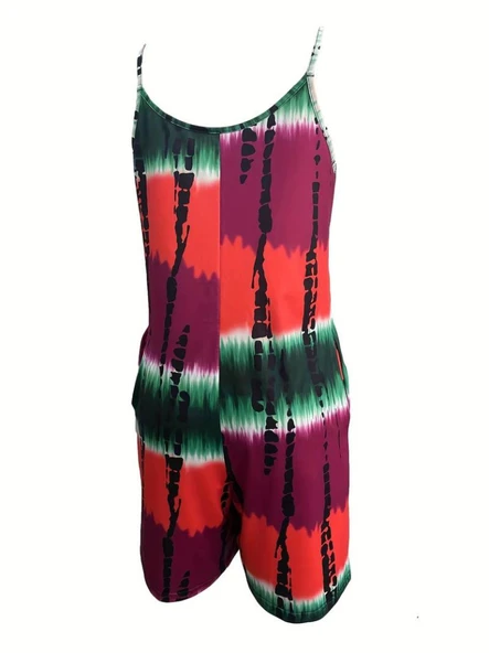 Kadın Ip Askılı Yuvarlak Yaka Cepli Kısa şort Süprem Takım - Resim 12