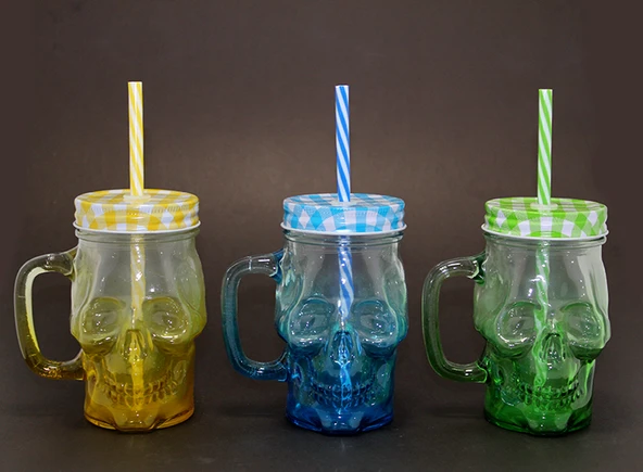 Tekli Cam Kurukafa Kupa Bardak Pipetli - Resim 2