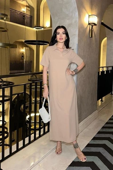 Manque Polo Yaka Yırtmaçlı Elbise 2689-8 - Resim 14