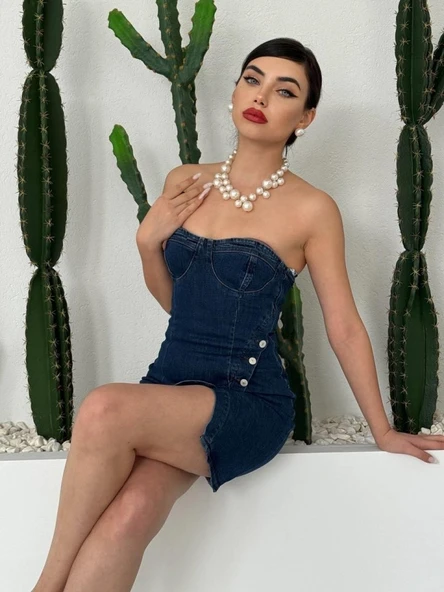 Nerg Düğme Detaylı Elbise - Resim 10