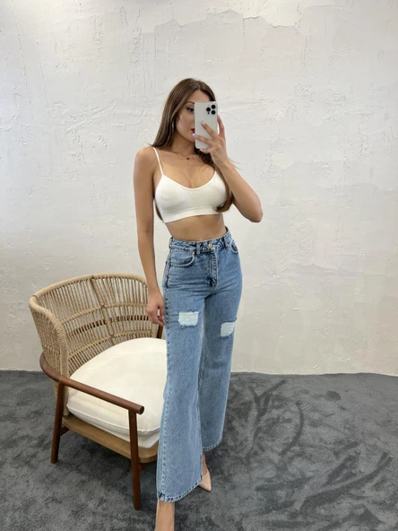 6373 DENİM SLIM PALAZZO FIT-MAVİ - 3