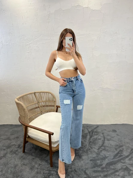 6373 DENİM SLIM PALAZZO FIT-MAVİ - 1